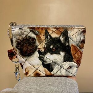 Dog Print Quilted Coin/Card/Key Holder Pouch- Brand New